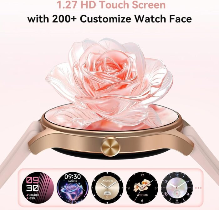 Fitpolo Smart Watches for Women (2 Bands), 1.27" Stylish Smartwatch, IP68 Waterproof Fitness Tracker with Bluetooth Calls (Make/Answer), Heart Rate/SpO2/Sleep Monitor, 7 Days Battery - Pink - Image 3