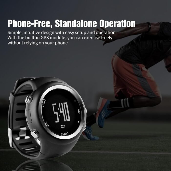 EZON GPS Running Watch with Speed Distance Pace Alarm and Calorie Counter and Stopwatch for Men T031 Black - Image 4