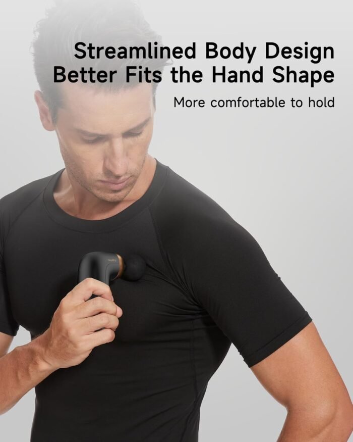 A1 Super Mini Massage Gun, Percussion Deep Tissues Muscle Massager, Travel Massage Gun, Compact Sports Massager, Portable Handheld Massager for Office Gifts for Him/Her, Home, Athletes(Black) - Image 4