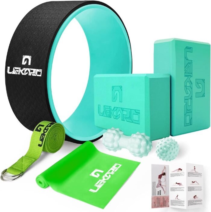 Yoga Wheel Set 9 in 1, Yoga Starter Kit for Beginner, Back Roller for Pain Relief & Deep Tissue Massage, Stretching, Improving Backbends, Size 13'' - Image 2