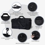 Fmeida 65L Duffle Bag with Shoes Compartment, Foldable Travel Duffel Bags for Men Women, Large Packable Travel Bag Water Repellent & Tear Resistant (Black) - Image 7