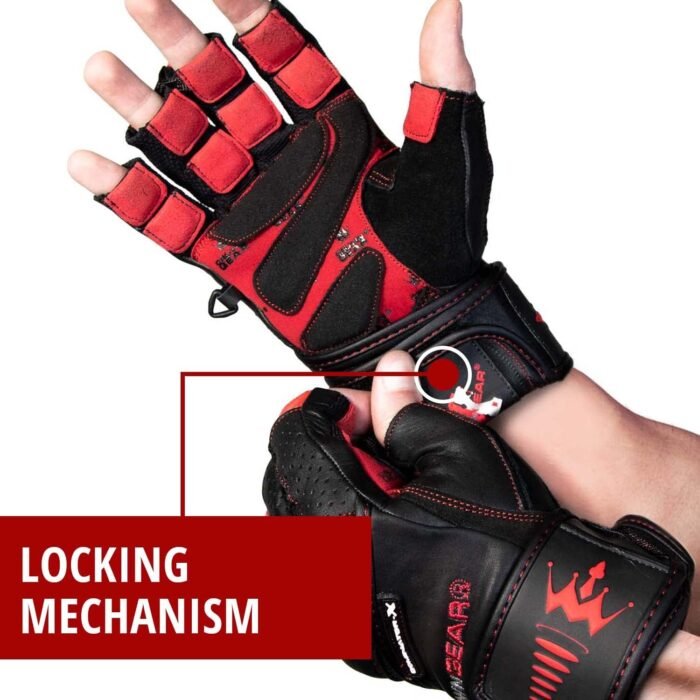 Weightlifting Gloves for Gym Fitness Crossfit Bodybuilding - Workout Gloves for Men & Women - Dominator Leather Crossfit Cross Training Gloves Wrist Strap Wrap - Best Weight Lifting Gloves with Wrist Support for Heavy Lifting - 1 Year Replacement Warranty - Image 4