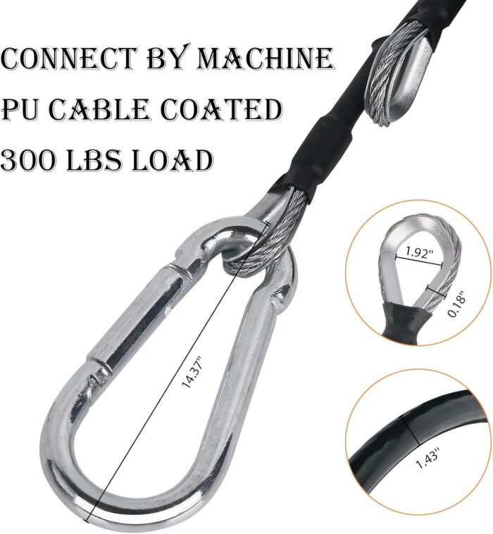98 Inch Fitness Pulley Cable Fitness Extension Cable for Home Gym Pulley System Fitness Cable, Fitness Pulley Accessories（2-Pack） - Image 3