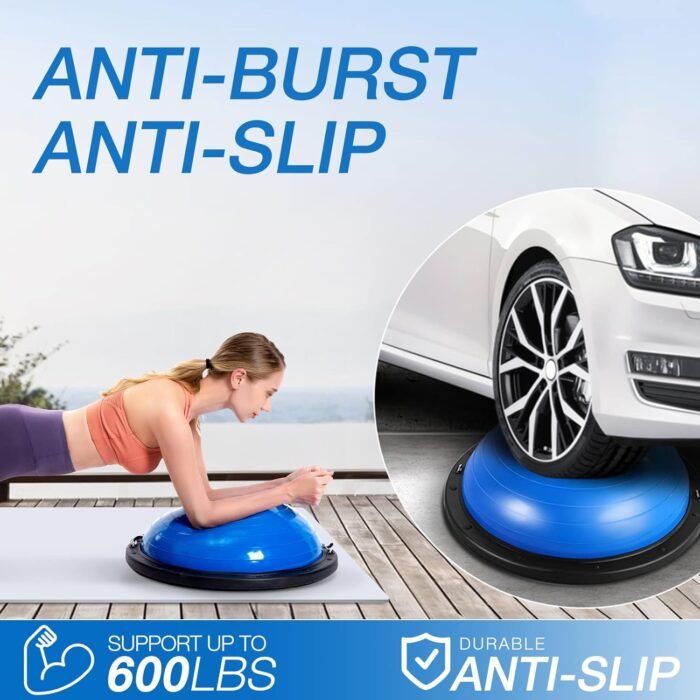 Half Balance Ball Trainer, Half Yoga Exercise Ball with Resistance Bands and Foot Pump, Balance Trainer for Stability Training, Strength Exercise Fitness, Home Gym Workout Equipment - Image 5