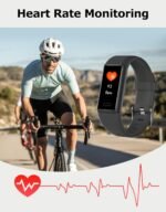 Fitness Tracker, Fitness Watches for Women Men Pedometer Watch with 24/7 Heart Rate Monitor Sleep Tracker Step/Calorie Counter Stopwatch IP68 Waterproof Activity Trackers (Dark Black) - Image 4