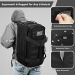 ZOMFELT Tactical Gym Bag for Men, 3-in-1 Travel Duffle Bag with Removable Dividers & Innovative Shoe Compartment, Waterproof MOLLE Travel Backpack, Airplane Carry-On Approved Workout, Outdoor, Black - Image 5
