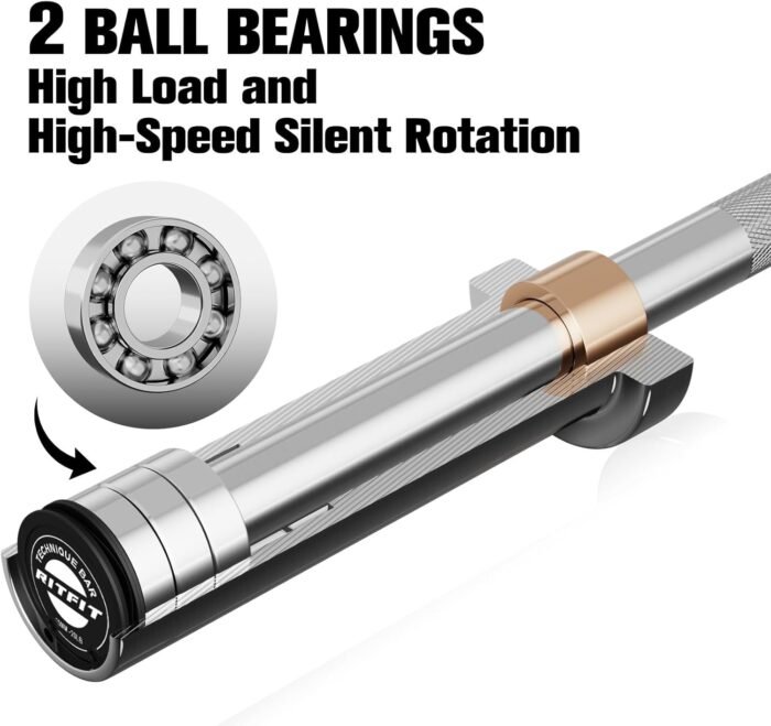 RITFIT Olympic Barbell 4ft/4.8ft/6ft - 2 Inch Weight Bar for Strength Training, Weightlifting, Squat, Deadlift, Bench Press, Curl, Overhead Press - 350lbs/500lbs Capacity 4FT Silver - Image 8