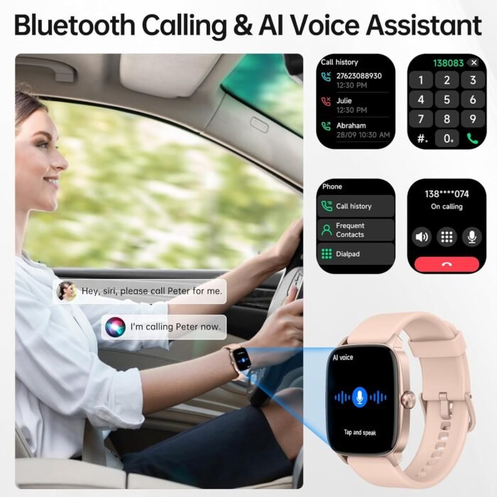 Smart Watch for Men Women with Bluetooth Call & AI Voice, 1.85" HD Fitness Tracker with Heart Rate SpO2 Sleep Monitor, 100+ Sports Modes, Mini Games, IP68 Waterproof Smartwatch for Android iOS Phones - Image 3