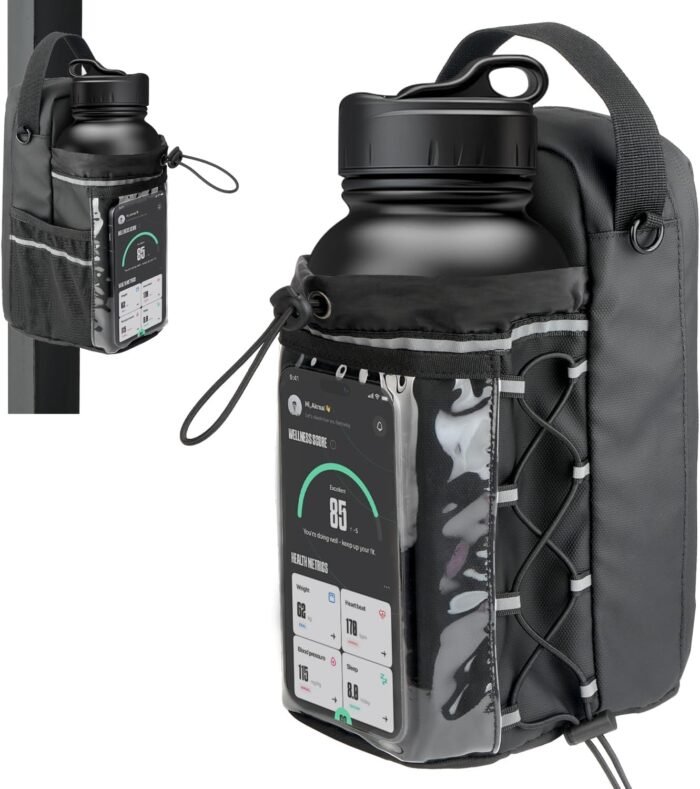Magnetic Gym Bag for Men and Women, Magnetic Water Bottle Holder with Touch-screenable Clear Phone Pocket, Portable Sling Gym Bags, Crossbody Pouch for Gym Sports Travel Workout Bag, Gym Accessories - Image 2