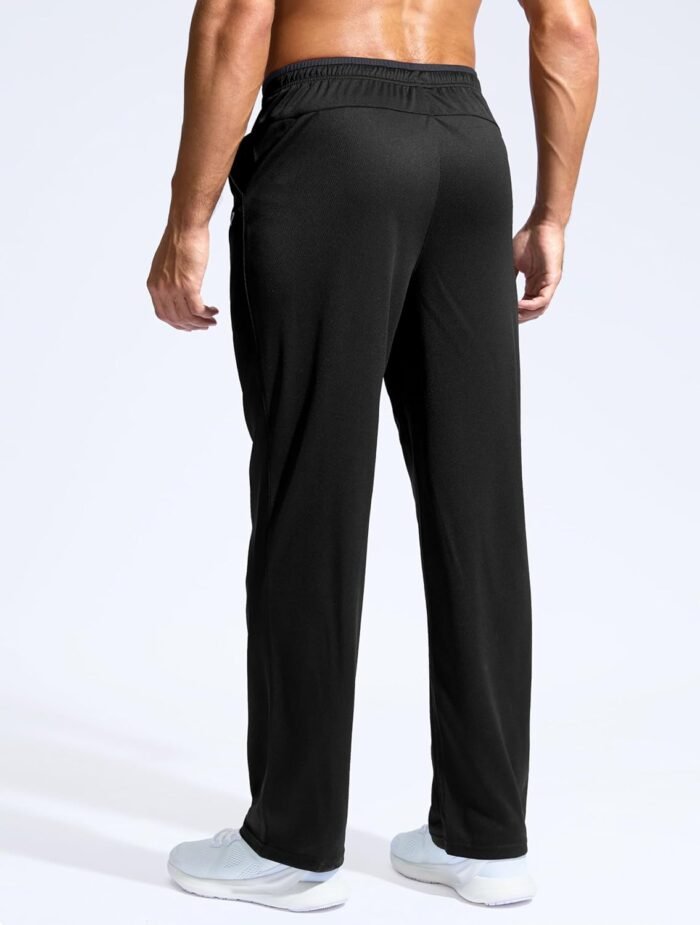 Pudolla Men's Lightweight Mesh Sweatpants Loose Fit Open Bottom Athletic Workout Gym Pants with Zipper Pockets - Image 3