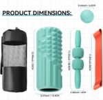 5 in 1 Foam Roller Set, High Density Fitness Exercise Foam Roller for Deep Tissue Muscle Massage, Massage Roller, Massage Ball, Resistance Band, for Whole Body(Tiffany Green) - Image 3