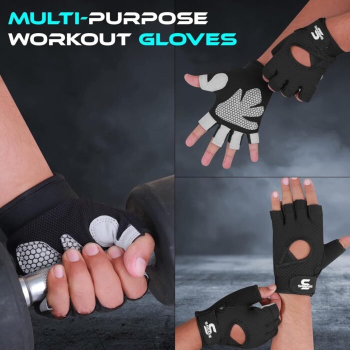 Gym Gloves for Men & Women Ladies Weight Lifting Gloves Fitness Workout Breathable Training Non-Slip Grip Silicone Palm Protection Exercise Snug fit Hanging Pull-Ups Dumbbell - Image 6