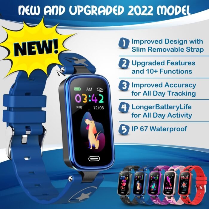 Inspiratek Kids Fitness Tracker for Age 5-16，2022 Upgraded Tracker Kids Watch，Waterproof Watch for Kids with Pedometer，Sleep Monitor & Calorie Counter，Fitness Watch for Kids Girls Boys Teen (Blue) - Image 3