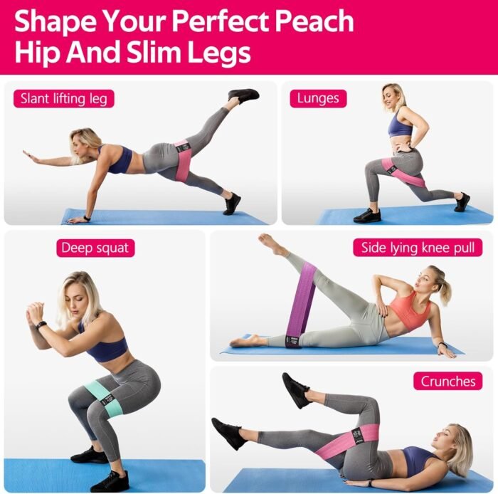 WALITO Resistance Bands for Working Out, Fabric Exercise Bands for Legs and Butt, Workout Bands for Women and Men, Booty Band for Yoga Starter Set, Pilates, Rehab, Fitness and Home Workout - Image 7