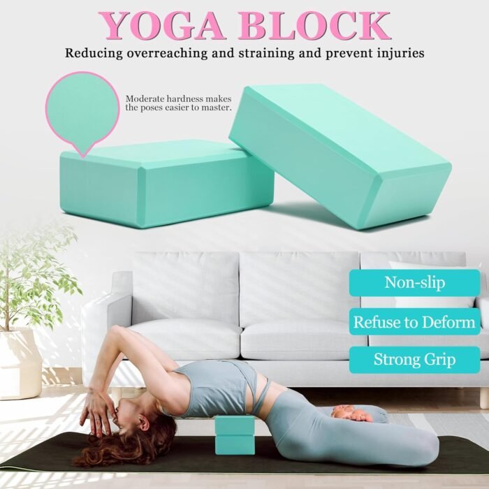 Yoga Wheel Set, Wheel Foam Roller for Back Pain & Stretching, Yoga Blocks 2 Pack with Strap, Trigger Point Therapy Massage Ball for Deep Tissue, 500lbs Capacity, Back Cracker Roller - Image 4