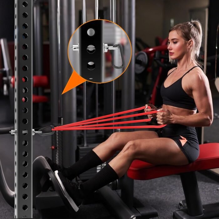 J Bryant Heavy Duty Rack Anchor – Stainless Steel Resistance Band Pegs with Large Carabiner for 5/8" & 1" Power Rack – Multi-Purpose Attachment for Strength Training & Gym Equipment Storage - Image 4