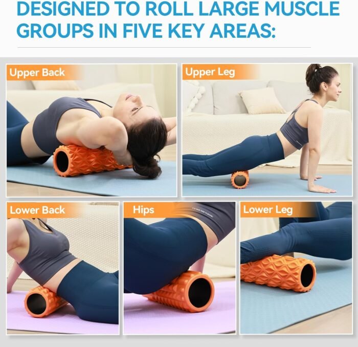 Foam Roller, 15inch Deep Tissue Massager for Muscle Massage, Myofascial Trigger Point Release, Exercise, Yoga, Pilates(Orange) - Image 6