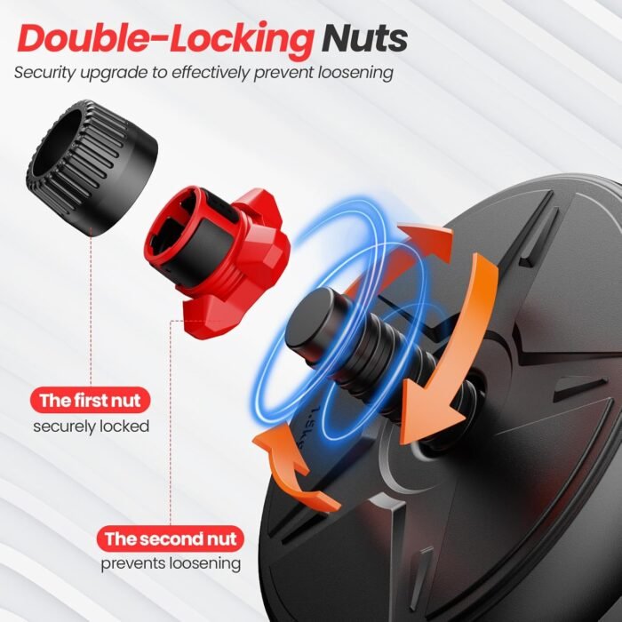 Adjustable Dumbbell Set, 55/70lbs Free Weights with Upgraded Nut, 4 in 1 Weight Set Used as Kettlebells, Barbell, Push Up Stand, Fitness Exercise for Home Gym Suitable for Men/Women - Image 4