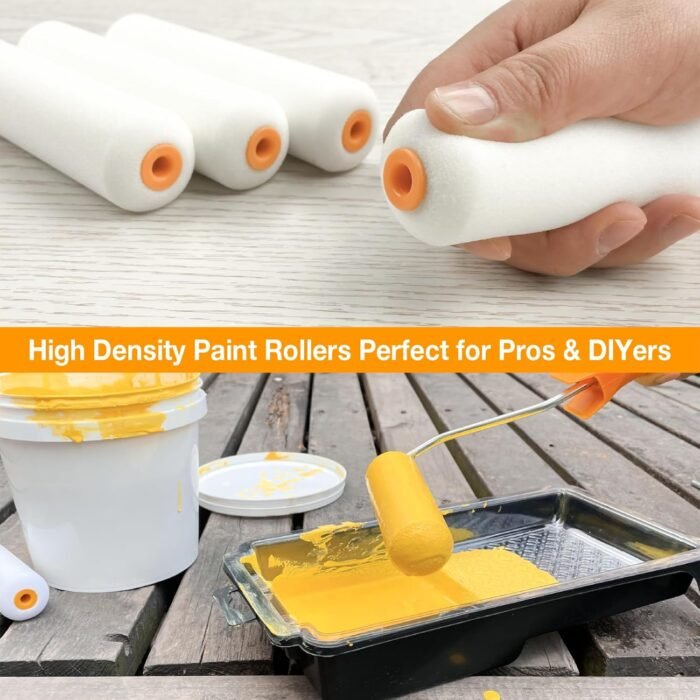 Foam Paint Roller, 10 Pack, 4 Inch High Density Foam Roller, Mini Paint Roller Covers for Smooth Paint Application, No Lint Shedding on Walls, Cabinets, Doors - Image 5