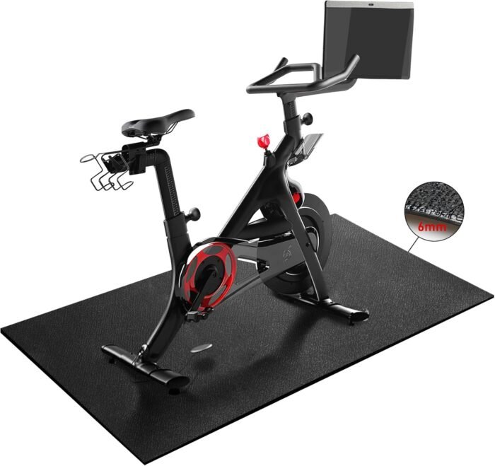 Peloton Bike Mat | 6mm Thickness, Exercise Bike Mat/Treadmill Mat for Hardwood Floors or Carpet, Non-Slip Sweat-Proof Exercise Equipment Mat for Bike Trainer/Stationary Spin Bike/Indoor Cycling - Image 2