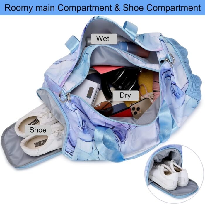 Sports Duffel for Girls Dance Bag Girls Duffle Weekender Bags Teen Gym Travel Ballet Bag with Shoe Compartments - Image 6