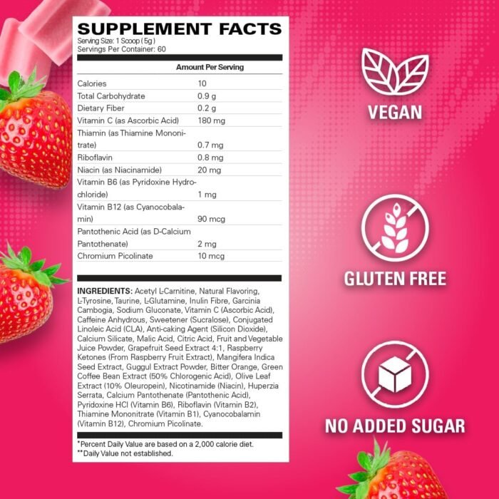EHP Labs OxyShred Pre Workout Powder - Preworkout Powder with L Glutamine & Acetyl L Carnitine, Energy Boost Drink - Cosmic Blast, 60 Servings - Image 3