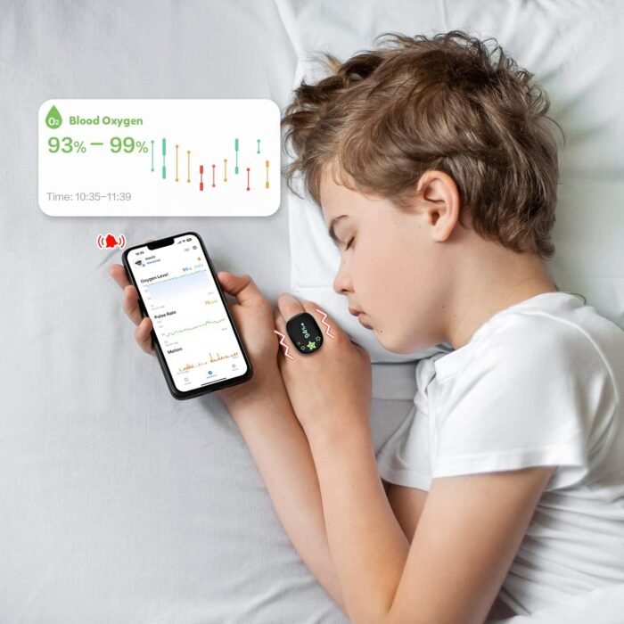 Children Pulse Oximeter KidsO2 Ring, Continuous Kids O2 Sat Monitor Finger for Oxygen with Audible Reminder, Rechargeable Pulse Ox Tracking Child's Blood Oxygen Saturation & Pulse Rate for 3~10 Years Old Kids, with App & PC Chart Report - Image 5