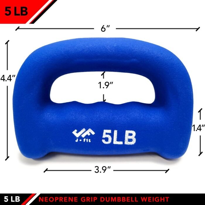JFIT Neoprene D Grip Dumbbells - Single Weights 1LB-5LB - Premium Non-Slip, Hand Weights, Ergonomic Design - Image 3