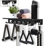 Floating Shelf Organizer Compatible with Tonal Accessories Wall Mount Hanger with Hooks T-Lock Adapters Home Gym Weight wall Storage Equipment Metal Rack Holder Bracket Hanger Black Workout Fitness - Image 2