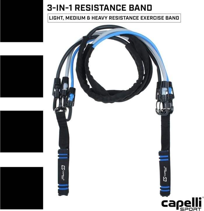 Capelli Sport Resistance Band, 3 in 1 Exercise Band Tube, Handles, Light, Medium, Heavy, Workout Bands, 3 to 46 Inch - Image 3
