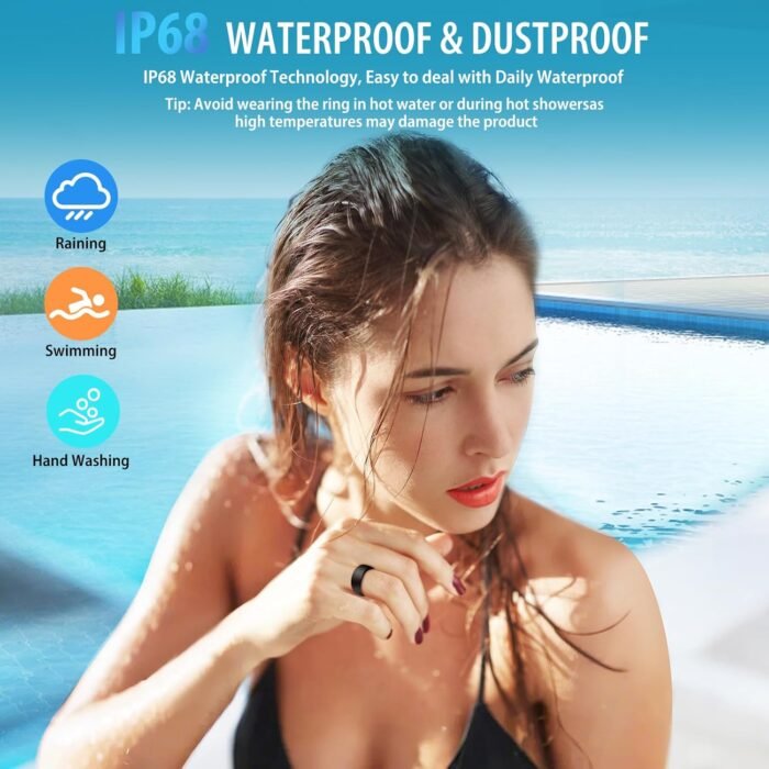 Smart Ring for Men and Women-Fitness Tracker Ring with Heart Rate, Blood Oxygen,Sleep Monitoring, Step Counting, IP68 Waterproof,Remote Camera&Music Control,No App Fee for iPhone & Android(Black, 12#) - Image 5