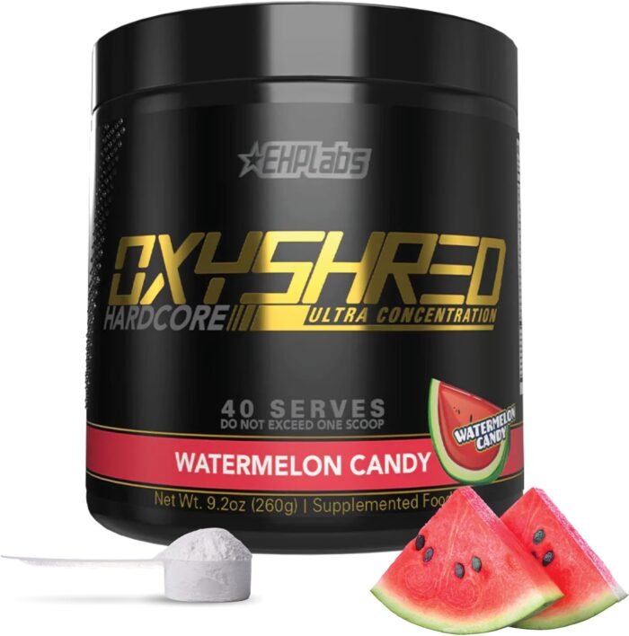 EHP Labs OxyShred Hardcore Super Dosed Pre Workout Powder - Preworkout Powder with L Glutamine & Acetyl L Carnitine, Energy Boost Drink - 275mg of Caffeine - Watermelon Candy, 40 Servings - Image 2