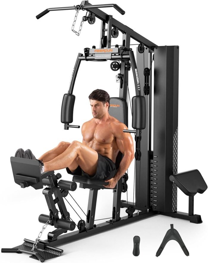 FEIERDUN Home Gym Equipment, Multi-Functional Workout Equipment with 154LBS Weight Stack, for Leg Press, LAT Pull Down, Chest Presses - Image 2