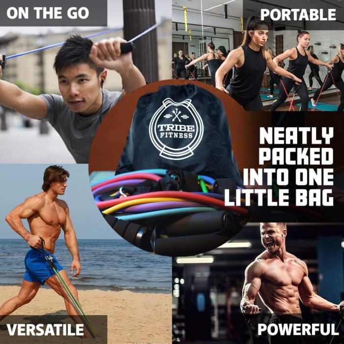 Resistance Bands Set for Men, Women, Exercise & Workout. Fitness Bands for Leg & Bicep Work. Workout Bands for Working Out. Stretch Bands for Physical Therapy. Strength Bands. Elastic Weight Training. - Image 6