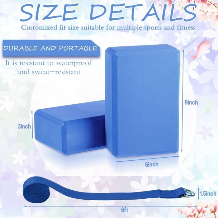 Outus 20 Pack Yoga Blocks and Straps Non-Slip EVA Foam Blocks with Metal D Ring Straps for Gym Exercise and Workout - Image 3