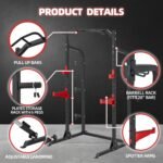 Power Rack Half Rack for Home Gym,1000LBS Weight Capacity Bench Press Rack with Plate Storage, Landmine and Pull Up Bar, Best for Weightlifting and Squat - Image 4