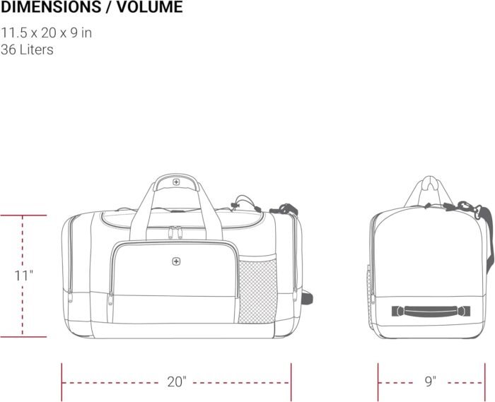SwissGear Apex Duffle Bag for Travel and Gym with Bungee-Cord System - Image 5