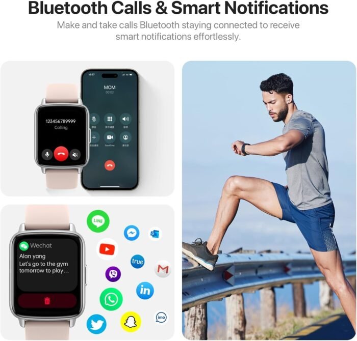 Smart Watch for Men Women-46mm HD AI Voice Assistant Smar twatch (Answer/Make Calls), Heart Rate Tracking, Sleep Monitor, Fitness Tracker, for Android iPhone Samsung Compatible IP68 Smartwatch - Image 4