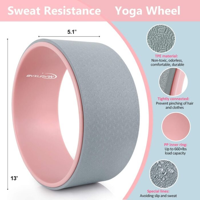 Yoga Wheel Set 11-in-1,Back Roller & 2 Blocks with Strap,Resistance Bands,Jump Rope,Carrying Bag,Perfect Yoga Back Wheel Accessory Starter Kit for Beginner, Stretching, Improving Backbends - Image 3