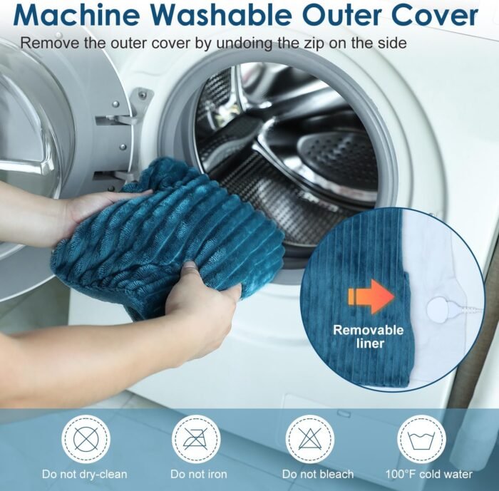 Heating Pads for Back Pain Relief,Wearable Electric Heating Pad with Massager, 24"x35" Extra Large Heated Pad for Neck and Shoulders Cramps,Auto-Shut Off,Machine Washable (Teal) - Image 7