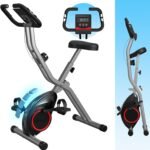 Foldable Exercise Bike for Small Apartments, Stationary Bikes for Home, Indoor Portable Cycling Bike with 16-Level Magnetic Resistance, 260LBS Capacity, 5.5 LBS Flywheel, Designed for Small Space Workout 816 - Image 2
