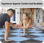 AIRHOP Upgraded 0.79" Extra Thick 48 Sq Ft High-Density Eva Foam Exercise Gym Mats, 12 Pcs Large Interlocking Puzzle Floor Tiles (24"x24") for Home Gym, Black&Blue - Image 6