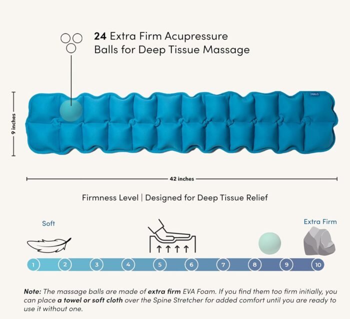 Halo Spine Stretcher for Back Pain Relief, Full Back Decompression, Upper and Lower Back Stretcher, Spine Alignment, and Deep Tissue Acupressure Therapy with 24 Massage Balls - Image 7