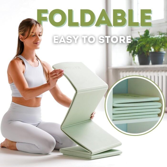 Polyfit Foldable Yoga Mat for Travel and Home Workouts - 7mm Thick - Lightweight, Packable, and Easy to Store - Folding Workout Mat for Women & Men - For Stretching, Yoga & Pilates - Image 3