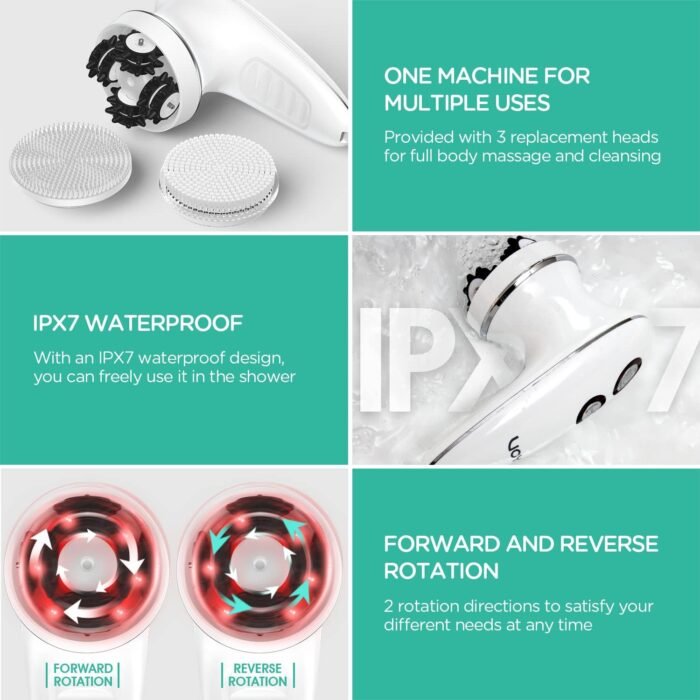 VOYOR Electric Cellulite Massager, Body Sculpting Machine for Arms, Belly, Legs, Waist, Buttocks, 3 Strengths for Body Cleaning and Deep Tissue Cellulite Massage, IPX7 Waterproof & Cordless VRMM1-NEW - Image 6