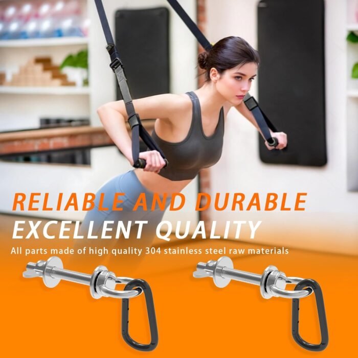J Bryant Heavy Duty Rack Anchor – Stainless Steel Resistance Band Pegs with Large Carabiner for 5/8" & 1" Power Rack – Multi-Purpose Attachment for Strength Training & Gym Equipment Storage - Image 6