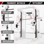 RitKeep PMAX 5600 Home Gym SmithΔ Machine, 6-in-1 Strength Training System with 326lb Dual Weight Stacks, Multi-Accessories Including Chin-up, Dip Bar, Low Row and Landmine. - Image 6