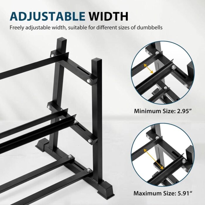 Dumbbell Rack, Bongkim Dumbbell Set with Rack Stand, Dumbbells Weights Rack for Home Gym, Weight Rack for Dumbbells, Kettlebells, and Weight Plates 1100LBS - Image 5