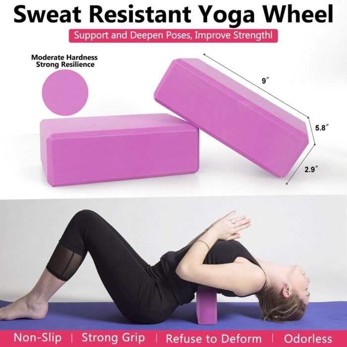 Yoga Wheel Set 11-in-1,Back Roller & 2 Blocks with Strap,Resistance Bands,Jump Rope,Carrying Bag,Perfect Yoga Back Wheel Accessory Starter Kit for Beginner, Stretching, Improving Backbends - Image 5