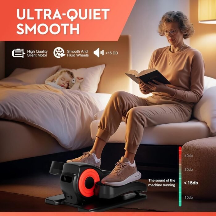 Under Desk Elliptical - Quiet Portable Mini Exercise Seated Pedal Exerciser Electric Leg Exerciser for Home Office Fitness with Adjustable Speed & LCD Display - Image 3